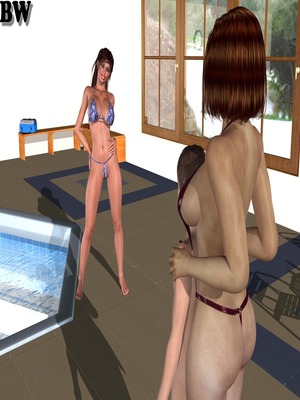 Porn Comics - Hot sex with mother in pool-  3D Porn Comics